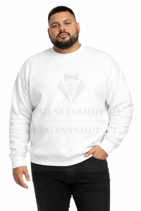                                                          Unisex pamut pulóver - Fehér Extra méret